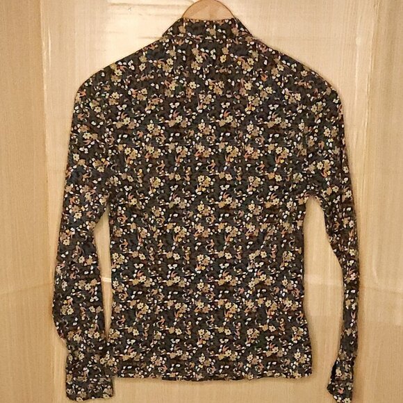 Asos Womens Black Floral Long Sleeve Button Down Shirt Small - Picture 2 of 4